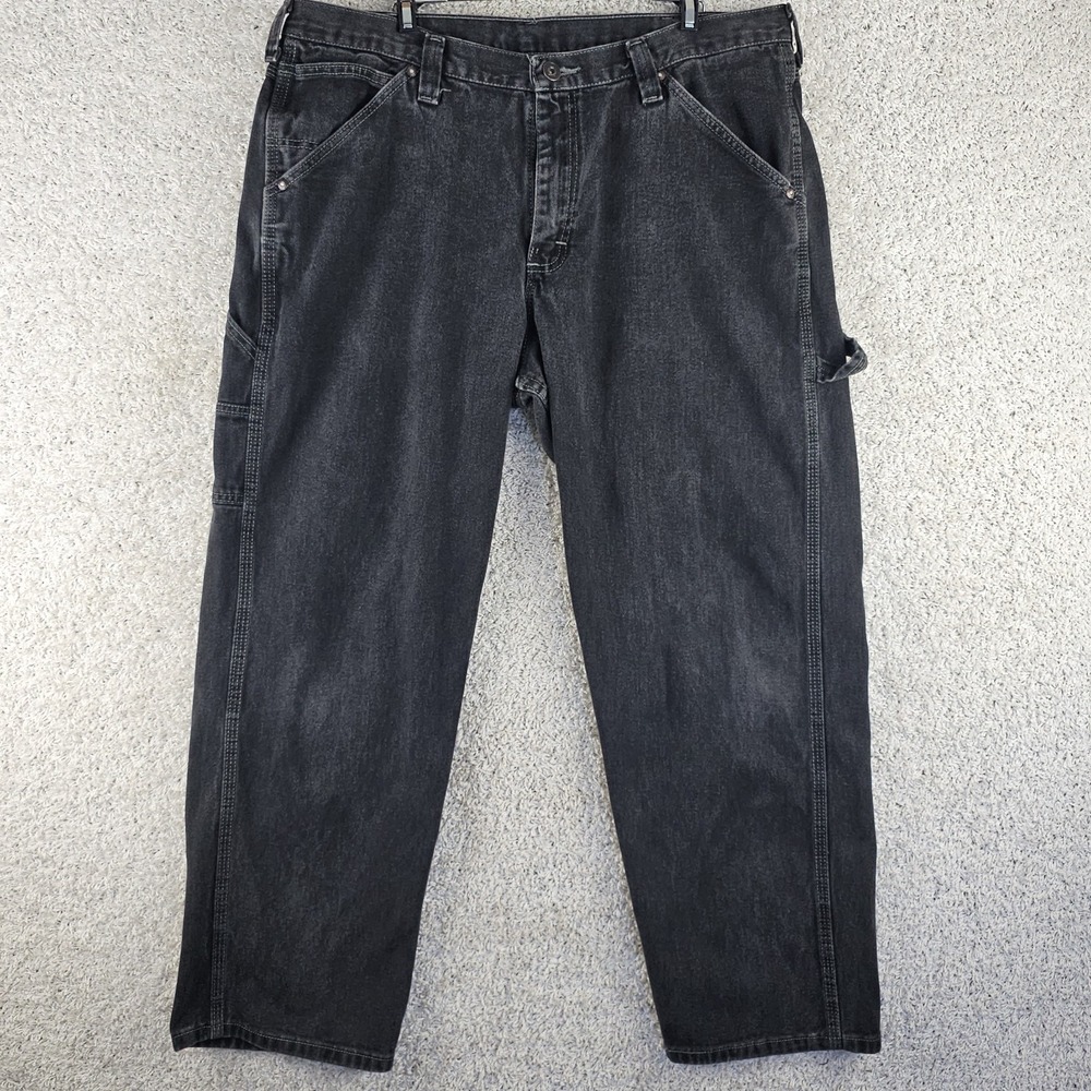 Vintage Lee Dungaree Carpenter Denim Jeans Black 38x30 Buddy Lee Baggy Loose Y2K